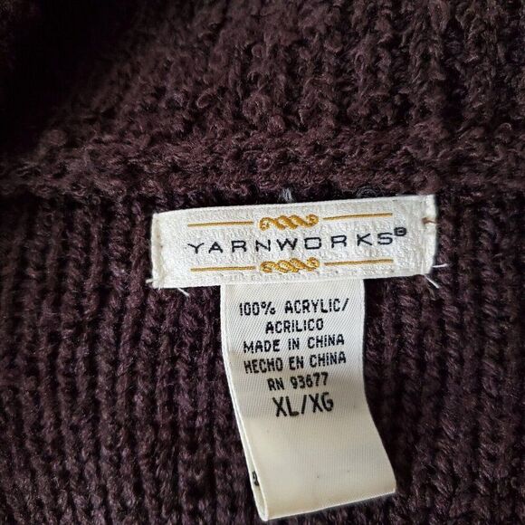 Yarnworks Long Open Cardigan Sweater XL Shawl Collar Grandpa Academia Brown - Picture 4 of 5